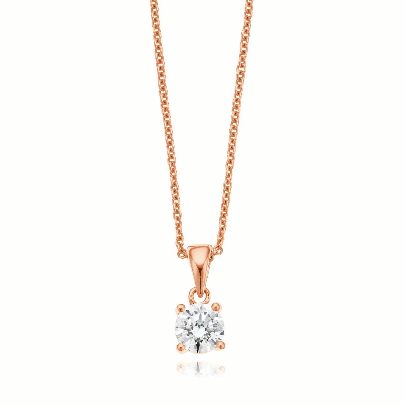 thin gold wire earrings HUSH 9ct Rose Gold Round Brilliant Cut with 1/2 CARAT of Diamond Simulants Pendant