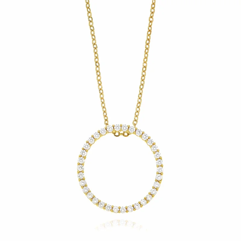 cubic zirconia tennis necklace HUSH 9ct Yellow Gold Round Brilliant Cut with 1 CARAT tw of Diamond Simulants Pendant