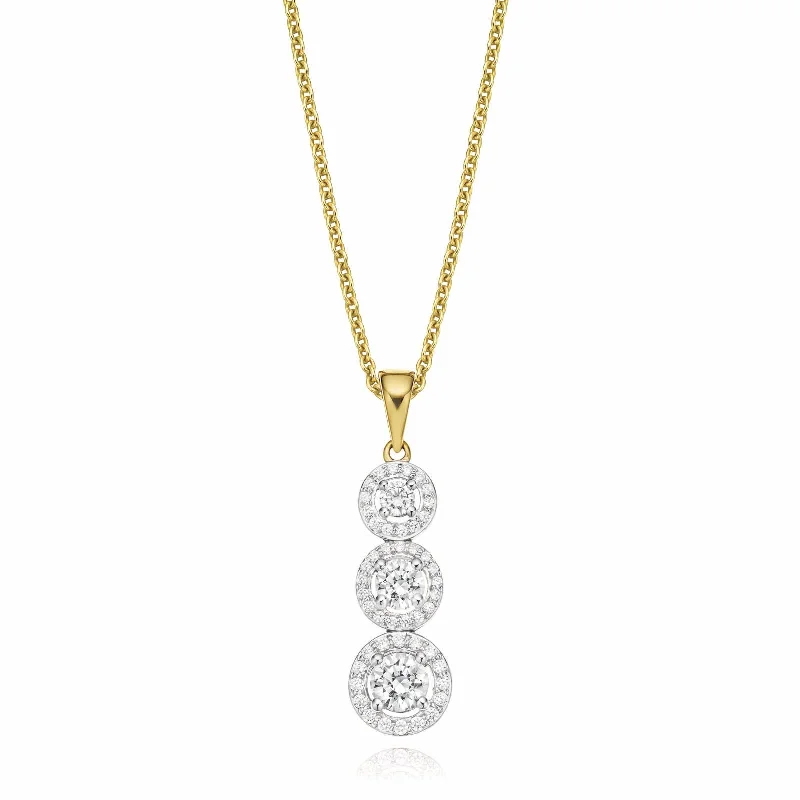 vintage diamond brooch HUSH 9ct Yellow Gold Round Brilliant Cut with 1 CARAT tw of Diamond Simulants Pendant