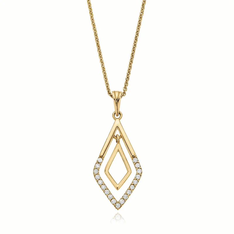 vintage floral engagement ring 9ct Yellow Gold Cubic Zirconia Drop Pendant