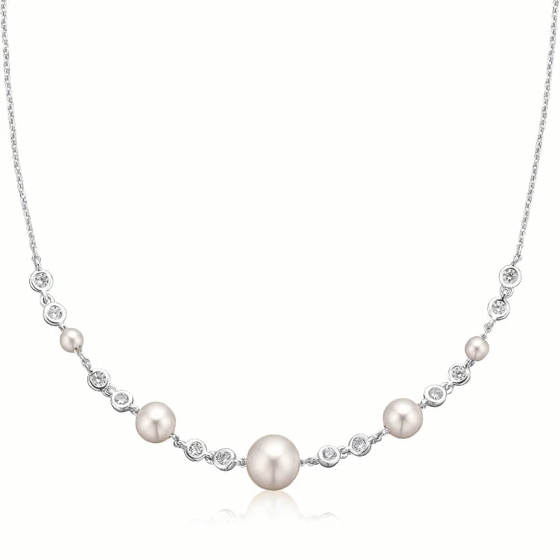 black and gold wedding band Sterling Silver Fresh Water Pear and Cubic Zirconia Necklace