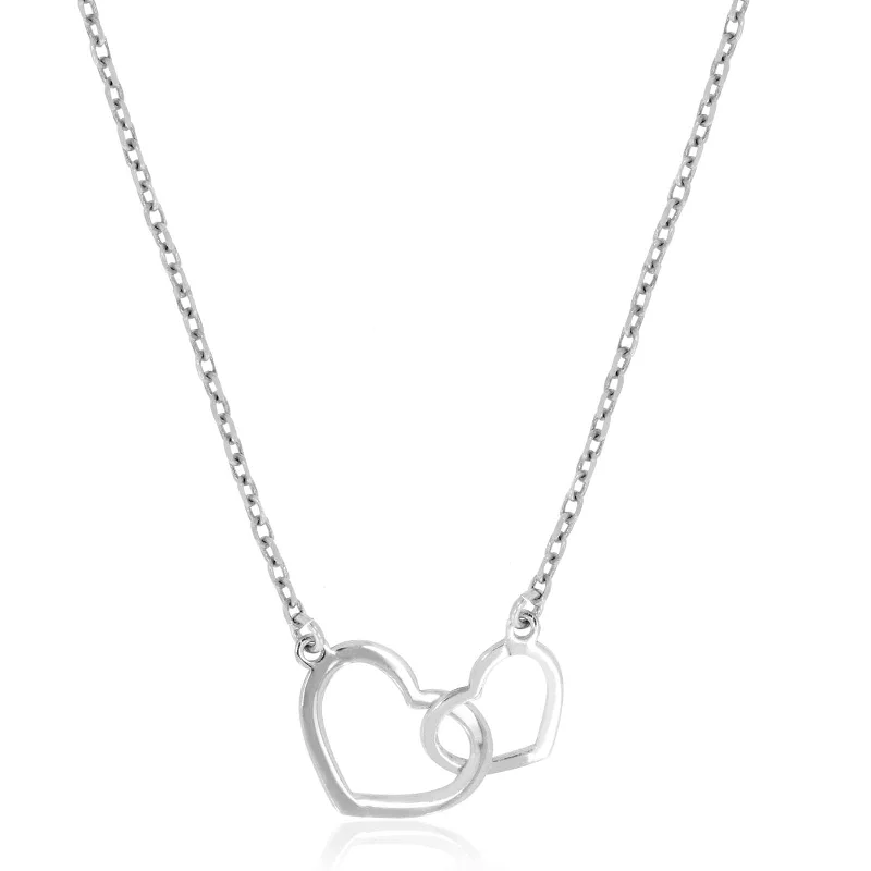 classic pearl bridal earrings Sterling Silver 43 cm Heart Double Link Necklace