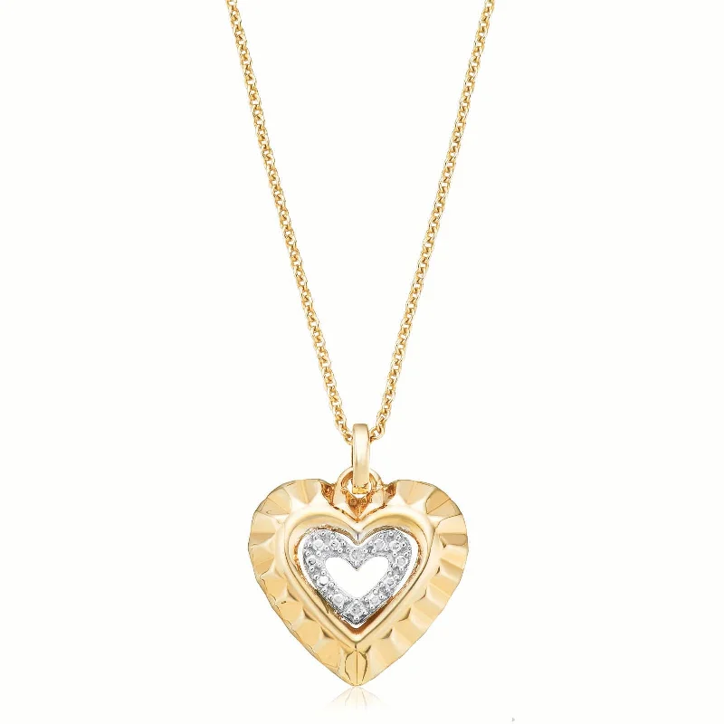 birthstone stacking rings set 9ct Yellow Gold Round Brilliant Cut Diamond Set Heart Pendant