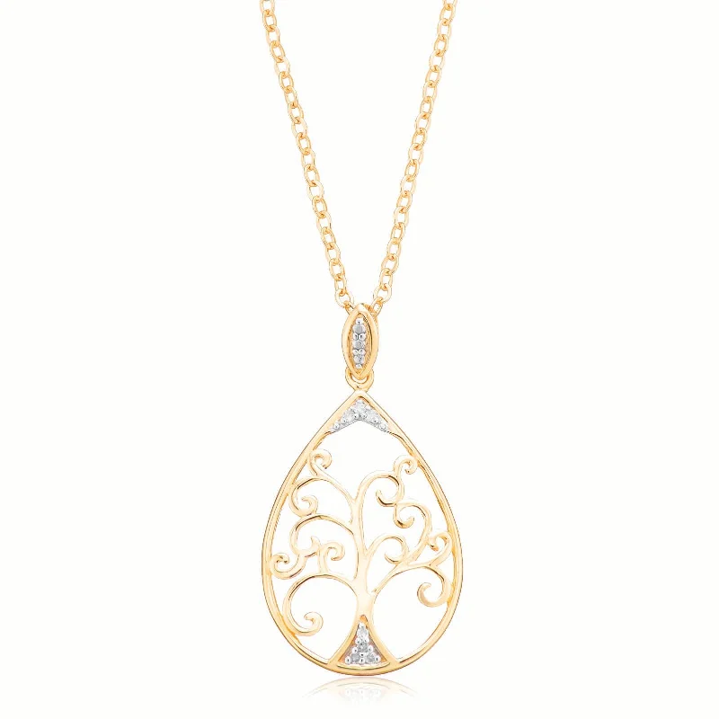 unique diamond stud earrings 9ct Yellow Gold Diamond Set Tree of Life Pendant
