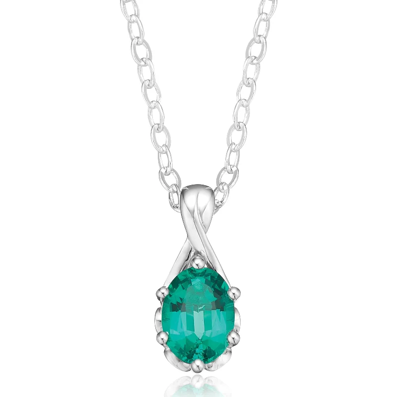 layered gold coin pendant necklace Sterling Silver Oval Cut Created Emerald Pendant