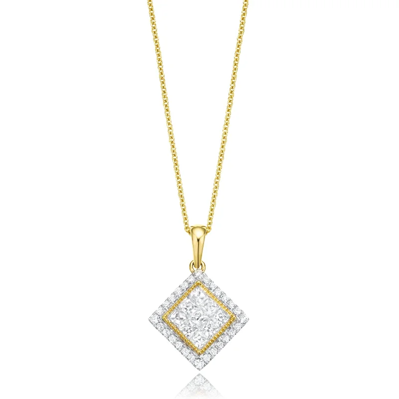 freshwater pearl drop earrings New York 14ct Yellow Gold Princess & Round Brilliant Cut 3/4 CARAT tw of Diamonds Pendant