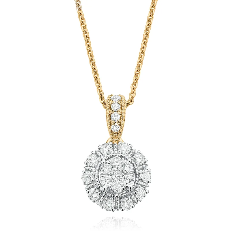 amethyst healing crystal necklace London 9ct Two Tone Gold Round Brilliant Cut 0.40 CARAT tw of Diamonds Pendant