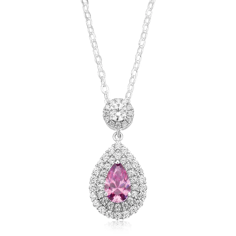 infinity heart necklace personalized KISS Sterling Silver Pear Cut Cubic Zirconia Pendant