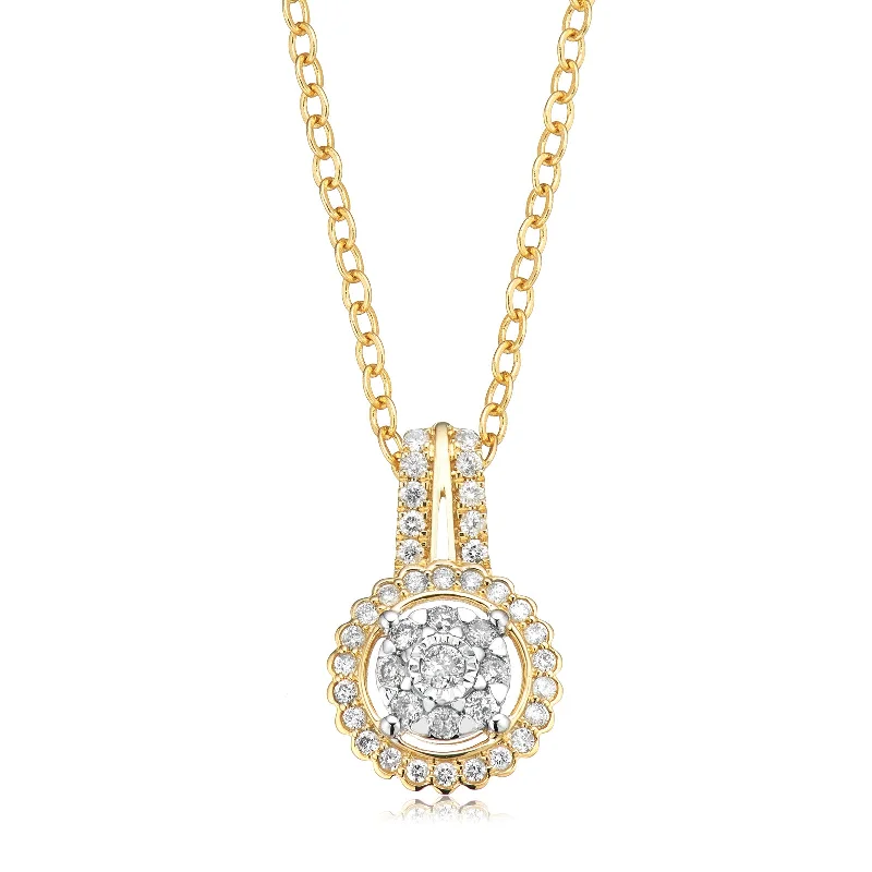 hammered gold disc necklace Paris 14ct Yellow Gold Round Brilliant Cut 0.33 CARAT tw of Diamonds Pendant
