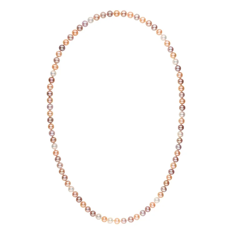gold mesh bangle bracelet 26-inch 7.5-8.0 mm AAA Multicolor Freshwater Pearl Necklace