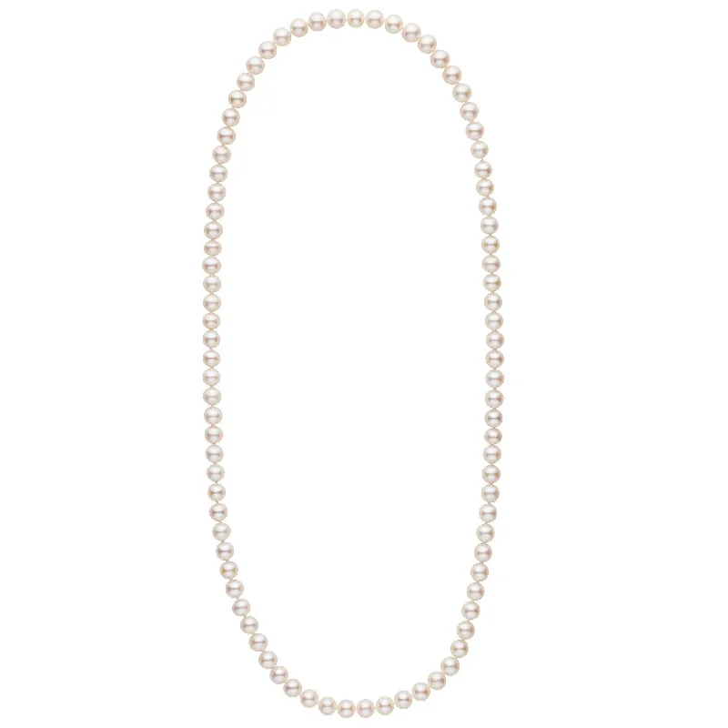 sterling silver angel wing pendant 26-inch 7.5-8.0 mm AAA White Freshwater Pearl Necklace