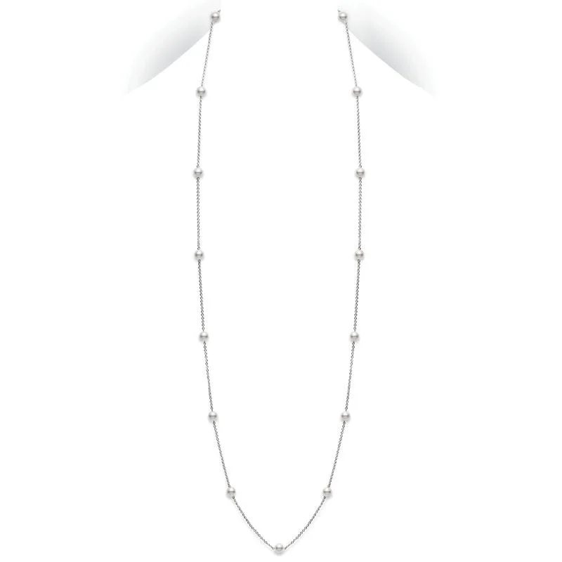 vintage diamond pendant necklace 32" Akoya Cultured Pearl Station Necklace in White Gold vintage diamond pendant necklace 32" Akoya Cultured Pearl Station Necklace in White Gold