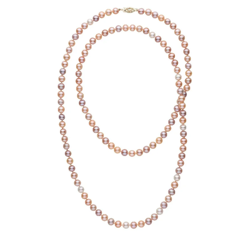 twisted rope gold chain 35-inch 6.5-7.0 mm AAA Multicolor Freshwater Pearl Necklace