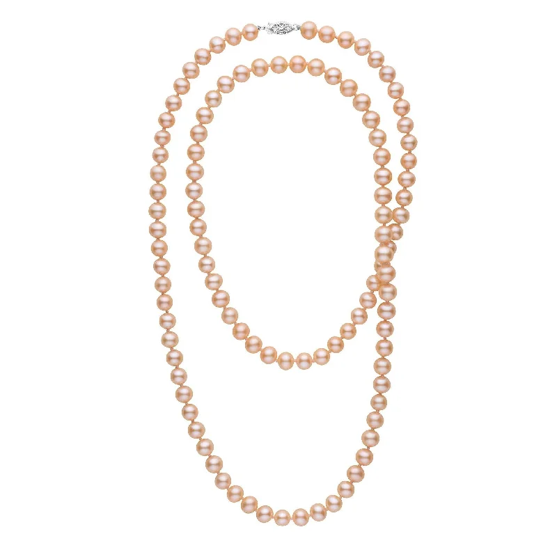 minimal gold ring stack 35-inch 7.5-8.0 mm AAA Pink to Peach Freshwater Pearl Necklace