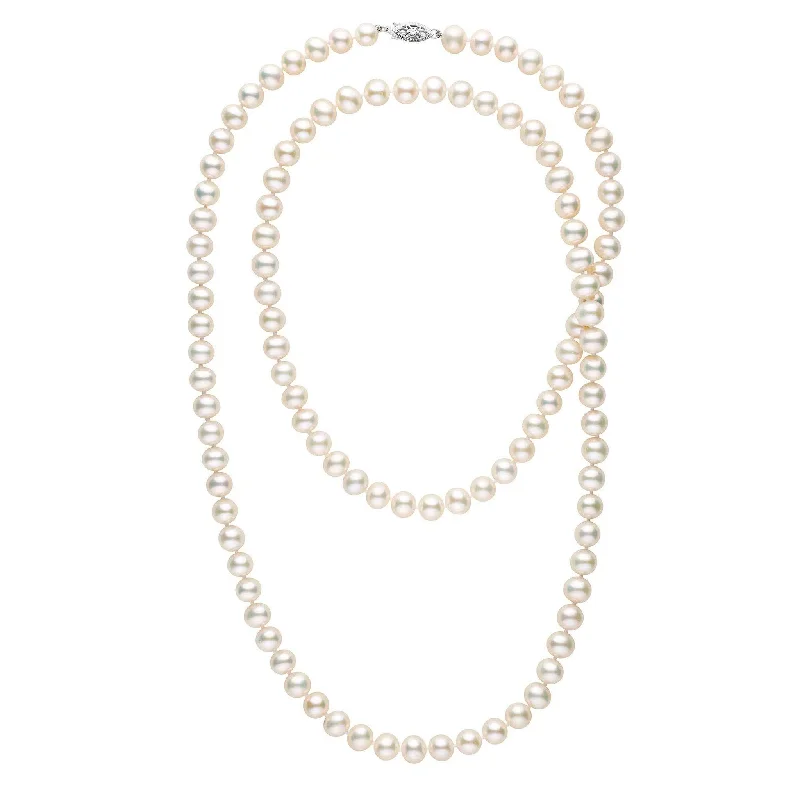 elegant drop earrings wedding 35-inch 7.5-8.0 mm AAA White Freshwater Pearl Necklace