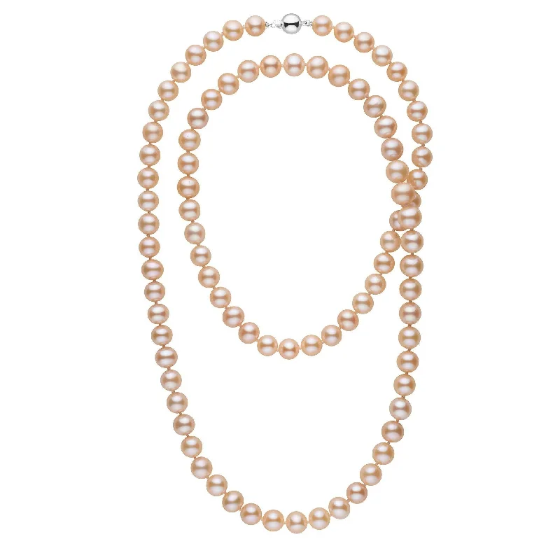 personalized gold bar necklace 35-inch 8.5-9.0 mm AA+ Pink to Peach Freshwater Pearl Necklace
