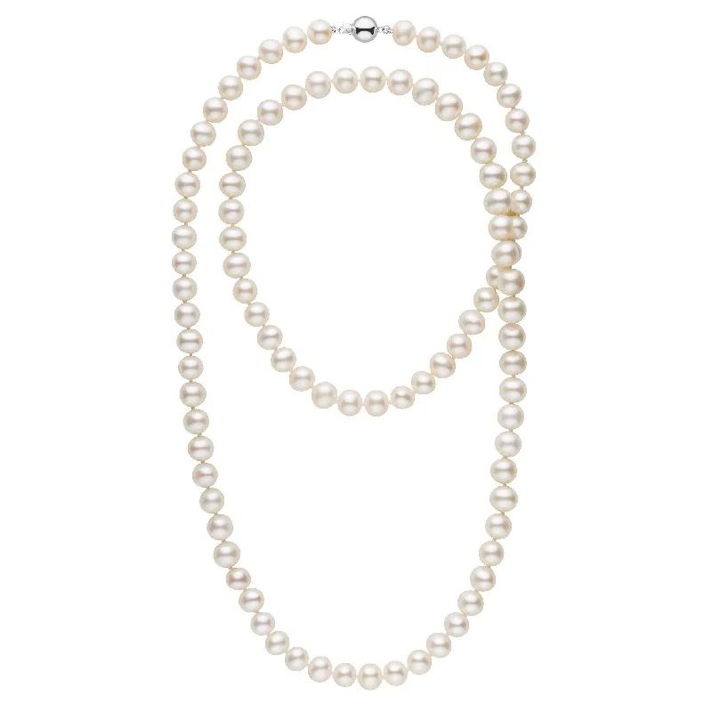 handmade resin flower earrings 35-inch 8.5-9.0 mm AA+ White Freshwater Pearl Necklace