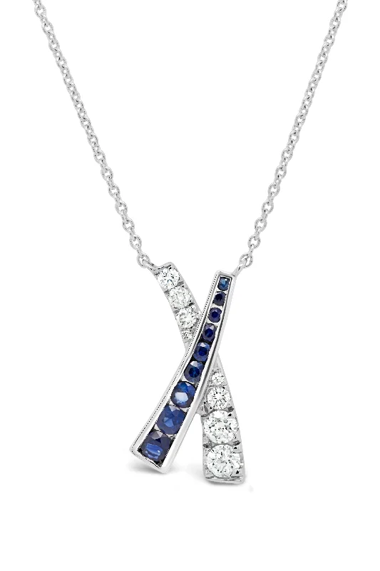 minimalist threader earrings gold Diamond & Sapphire Criss Cross Necklace