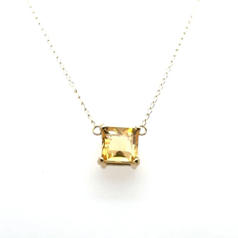 5.94 ct Citrine Princess Cut Set in 14k Yellow Pendant at Regard Jewelry in Austin, Texas