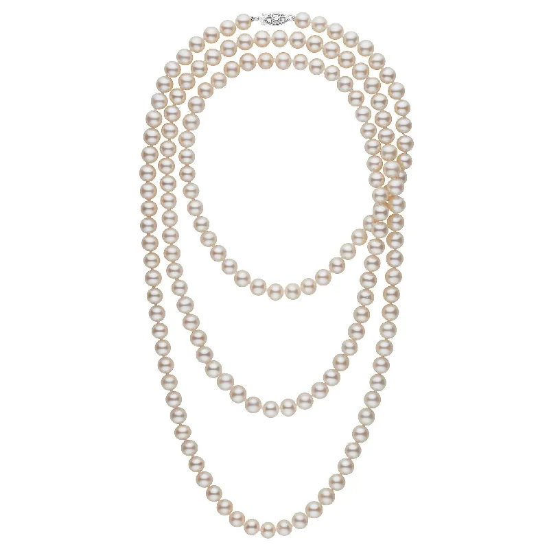 adjustable rope bracelet handmade 52-inch 7.5-8.0 mm AAA White Freshwater Pearl Necklace