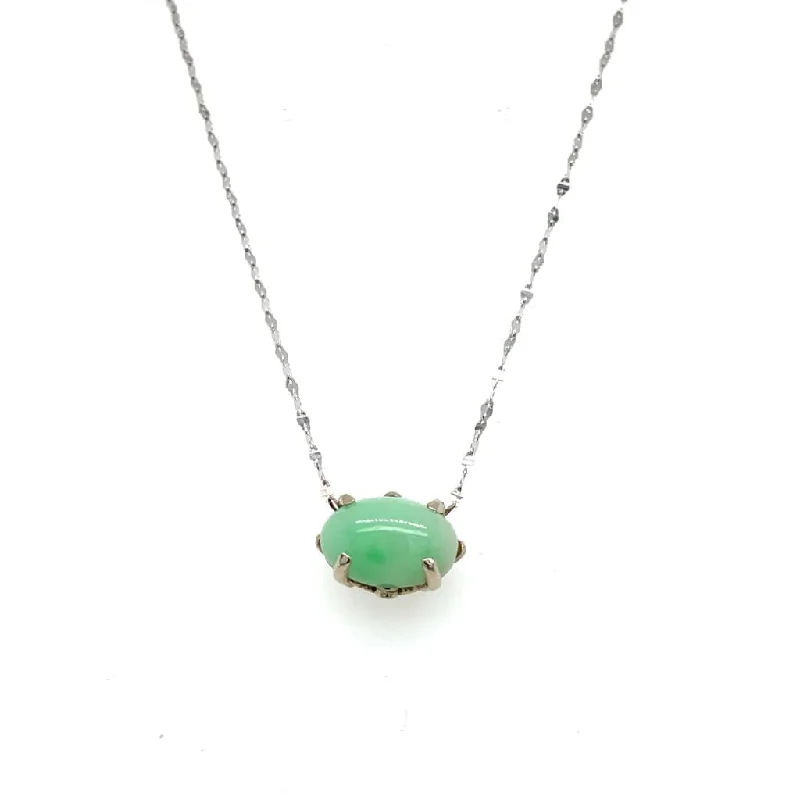 6.11 ct Jade Set in 14k White Gold Necklace at Regard Jewelry in Austin, Texas