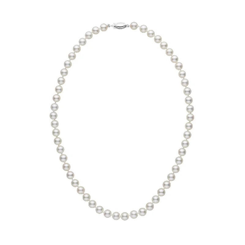 hexagon-shaped engagement ring unique 6.5-7.0 mm 16 Inch AA+ White Akoya Pearl Necklace