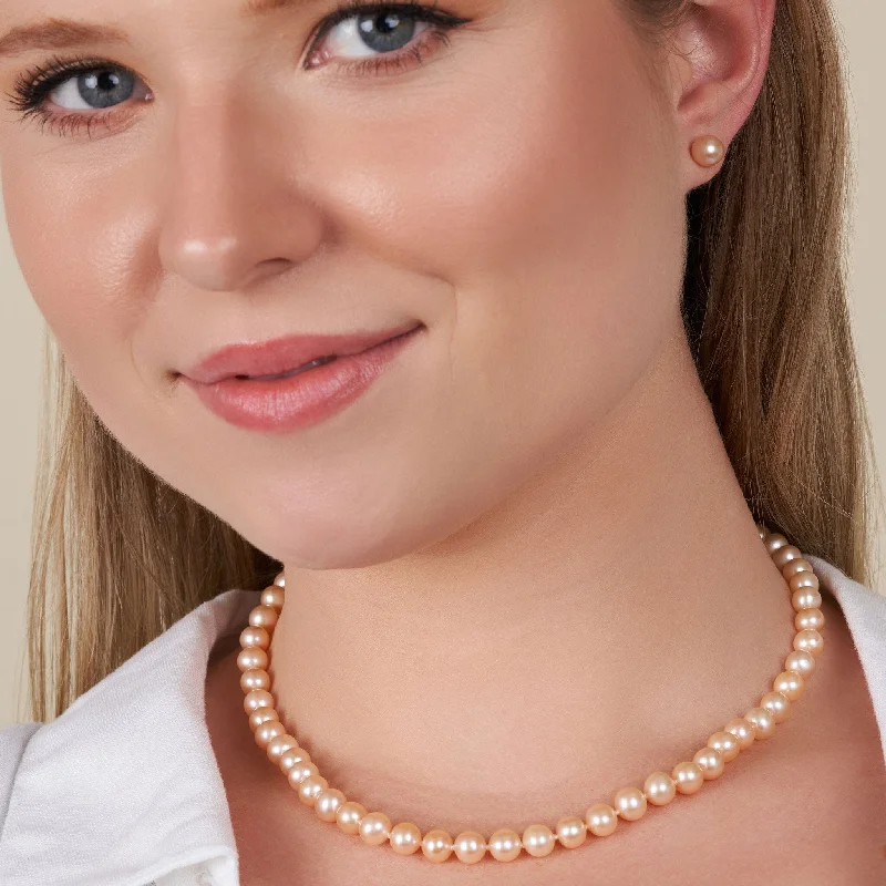 personalized engraved signet ring 6.5-7.0 mm 16 Inch AAA Pink to Peach Freshwater Pearl Necklace
