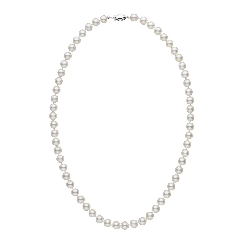 unique blue topaz ring 6.5-7.0 mm 18 Inch AA+ White Akoya Pearl Necklace