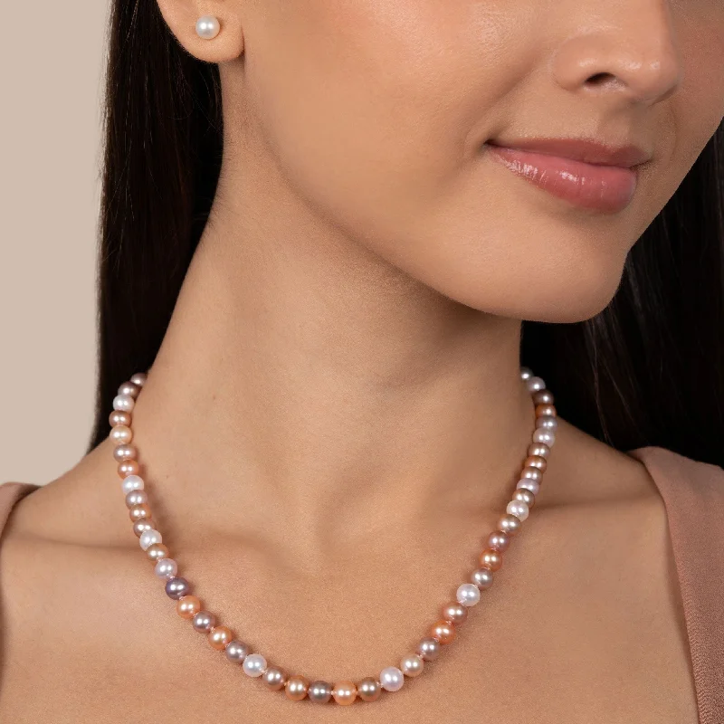minimalist clover charm bracelet 6.5-7.0 mm 18 Inch AAA Multicolor Freshwater Pearl Necklace
