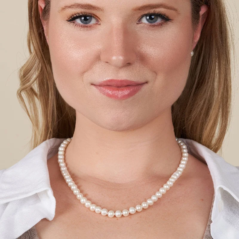 emerald gemstone earrings 6.5-7.0 mm 18 Inch AAA White Freshwater Pearl Necklace