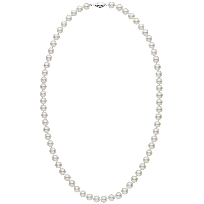 dainty butterfly pendant necklace 6.5-7.0 mm 22 Inch AA+ White Akoya Pearl Necklace