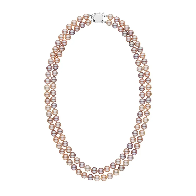 silver wedding band with engraving 6.5-7.0 mm Double Strand AAA Multicolor Freshwater Pearl Necklace
