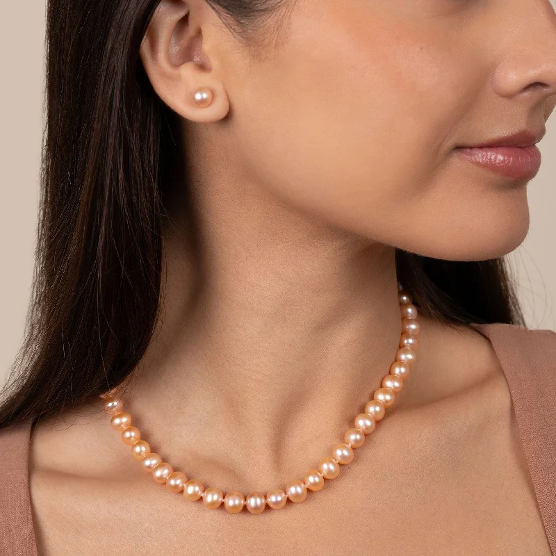 dainty sapphire stacking rings 7.5-8.0 mm 16 Inch AA+ Pink to Peach Freshwater Pearl Necklace