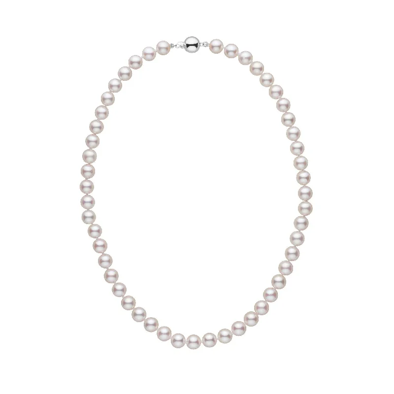 modern baguette diamond ring 7.5-8.0 mm 16 inch AAA White Akoya Pearl Necklace