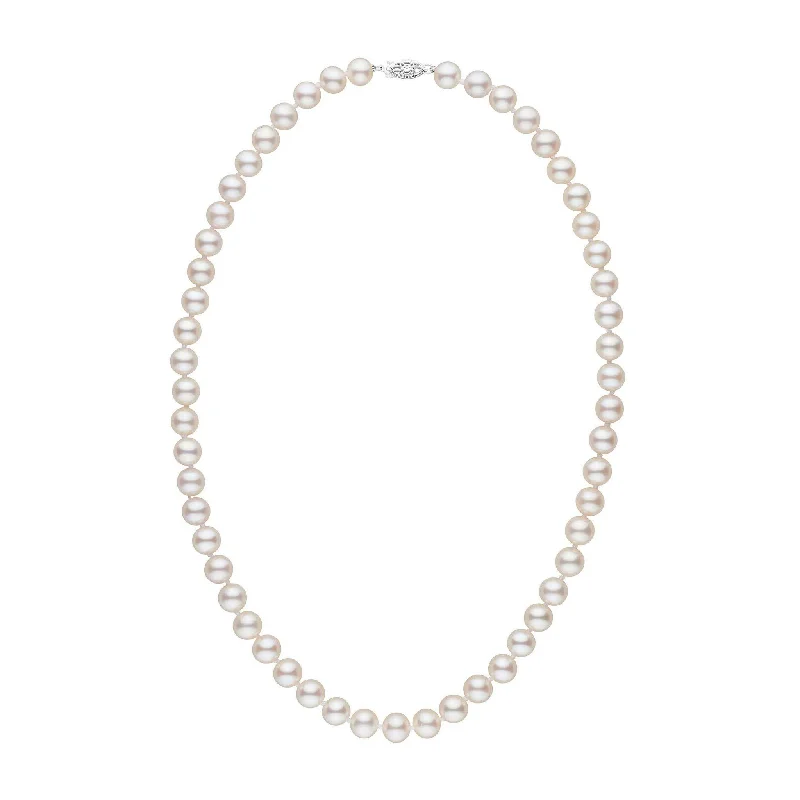 braided gold chain bracelet 7.5-8.0 mm 18 Inch AA+ White Freshwater Pearl Necklace