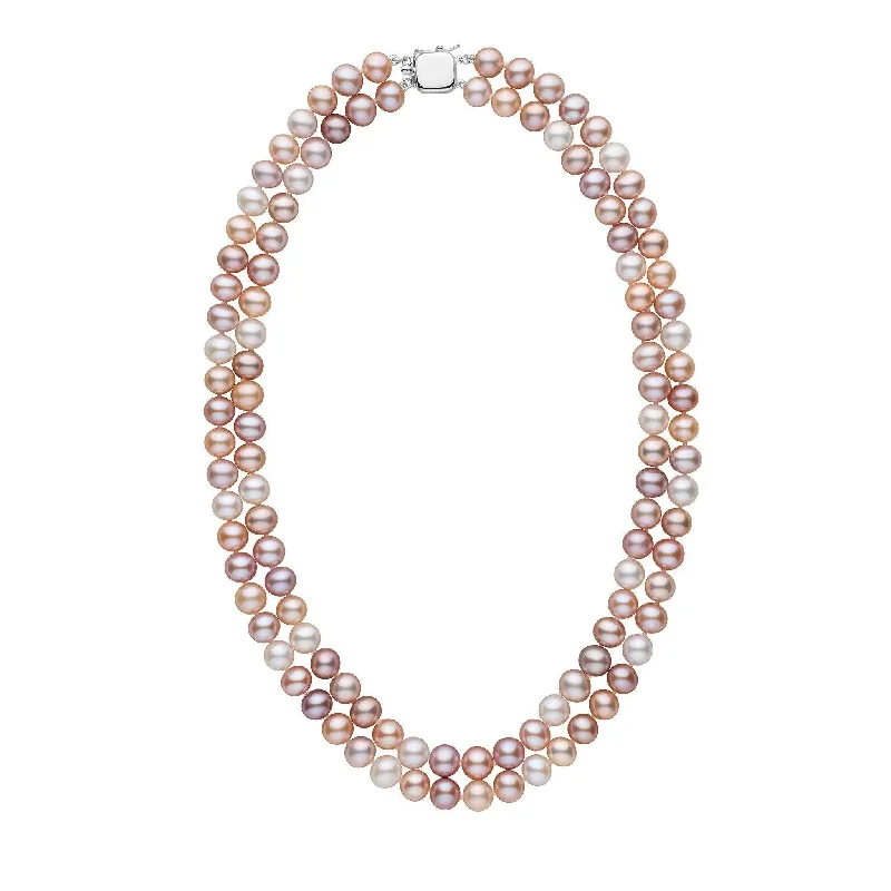 rose gold feather earrings 7.5-8.0 mm Double Strand AA+ Multicolor Freshwater Pearl Necklace