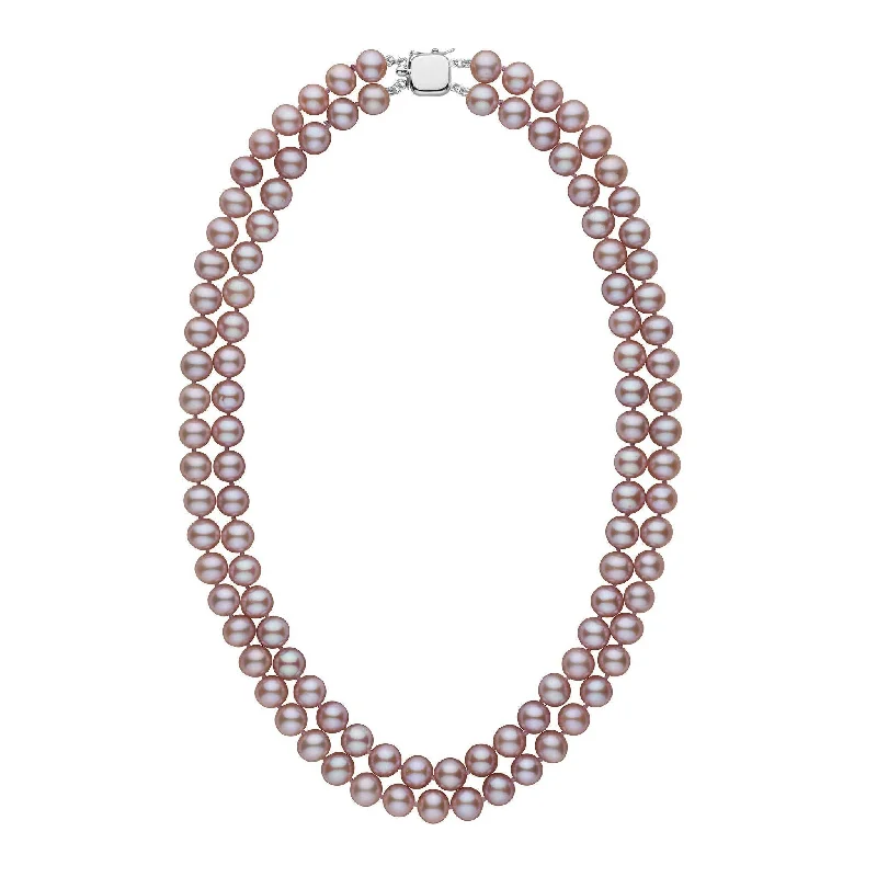 simple sapphire wedding band 7.5-8.0 mm Double Strand AAA Lavender Freshwater Pearl Necklace