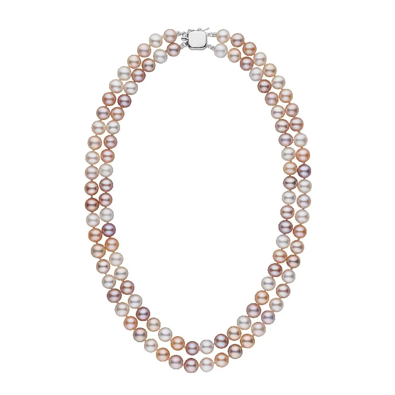 wedding anniversary diamond ring 7.5-8.0 mm Double Strand AAA Multicolor Freshwater Pearl Necklace