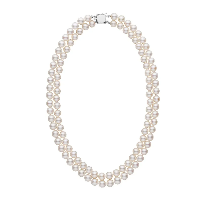 unique crystal bar necklace 7.5-8.0 mm Double Strand AAA White Freshwater Pearl Necklace