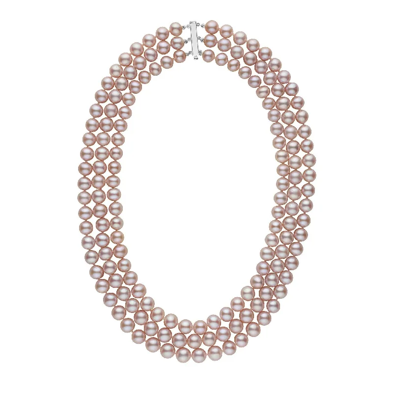 antique silver charm bracelet 7.5-8.0 mm Triple-Strand AA+ Lavender Freshwater Cultured Pearl Necklace