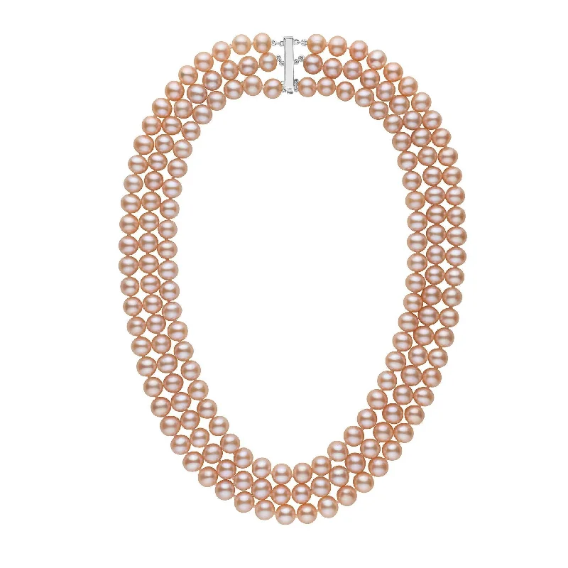 minimalist moonstone bracelet 7.5-8.0 mm Triple-Strand AA+ Pink to Peach Freshwater Pearl Necklace