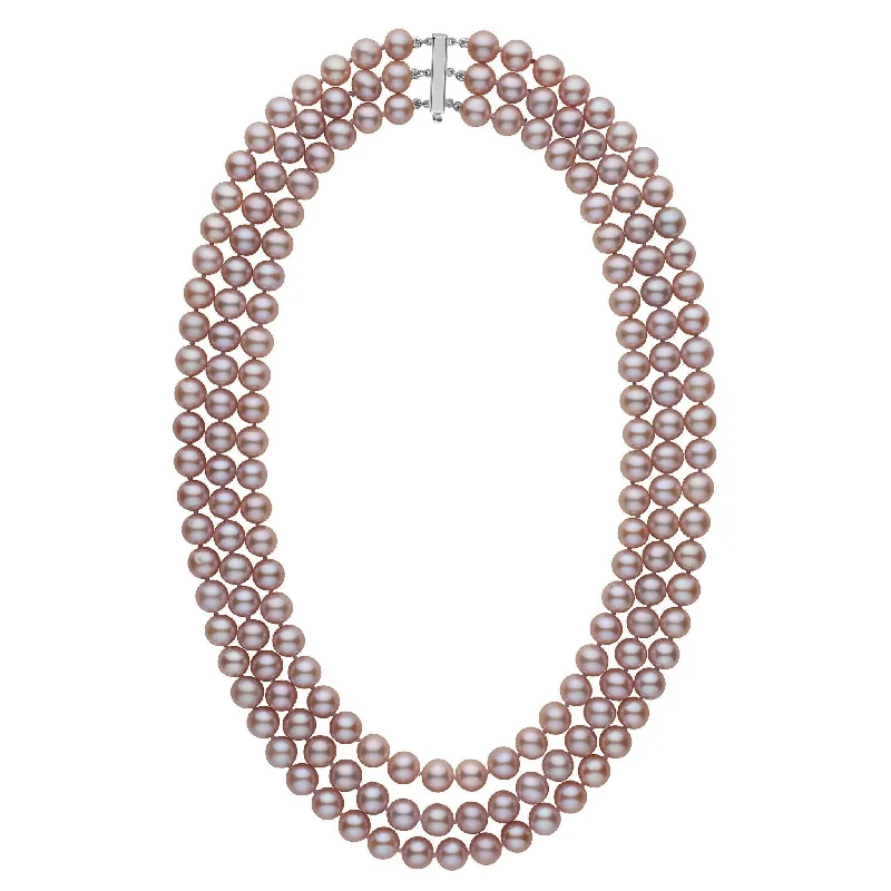 custom star sign necklace 7.5-8.0 mm Triple-Strand AAA Lavender Freshwater Cultured Pearl Necklace