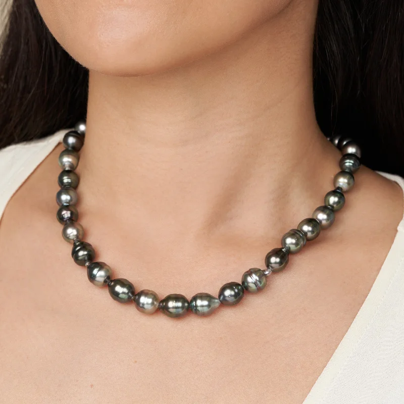 luxury emerald ring platinum 8.2-10.3 mm AAA Tahitian Baroque Pearl Necklace