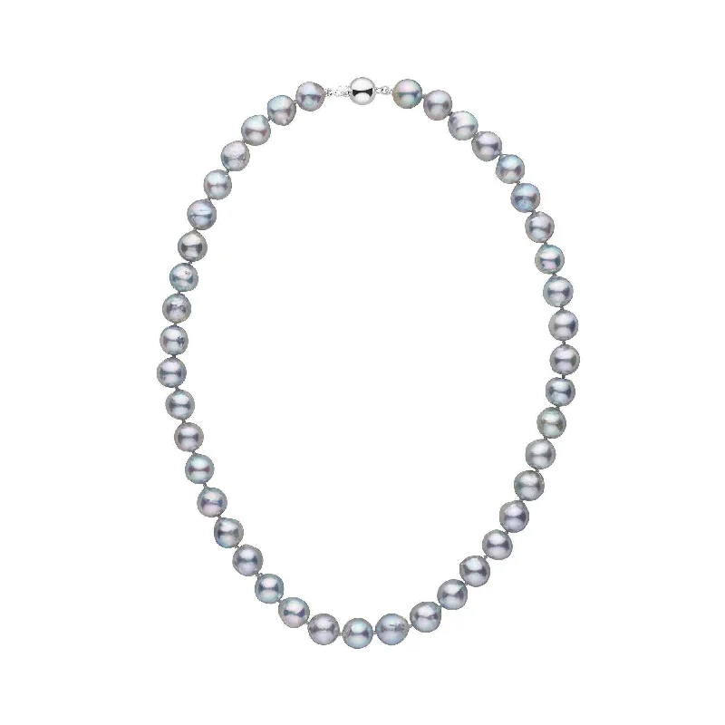 handcrafted filigree ring silver 8.5-9.0 mm 16 Inch Silver-Blue Akoya Baroque Pearl Necklace