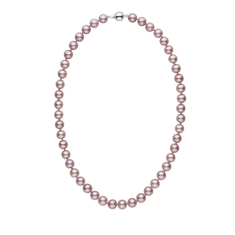 dainty feather charm necklace 8.5-9.0 mm 18 Inch AAA Lavender Freshwater Pearl Necklace