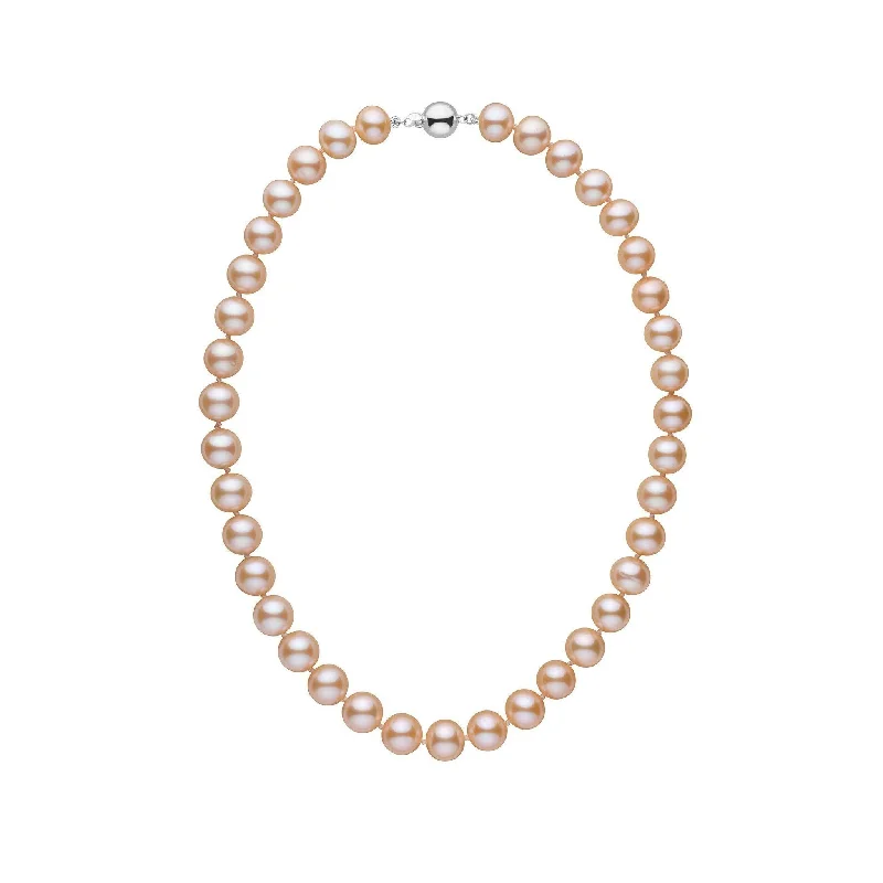 simple engraved wedding ring 9.5-10.5 mm 16 inch AA+ Pink to Peach Freshwater Pearl Necklace