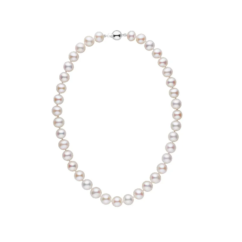 handmade copper wire ring 9.5-10.5 mm 16 inch AA+ White Freshwater Pearl Necklace