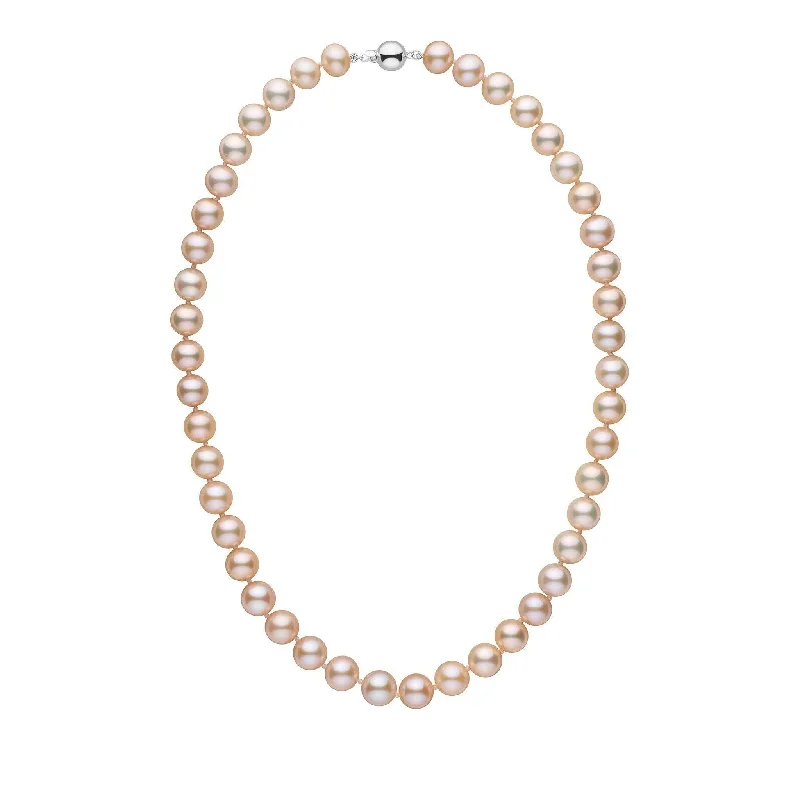 delicate angel wings necklace 9.5-10.5 mm 18 inch AAA Pink to Peach Freshwater Pearl Necklace