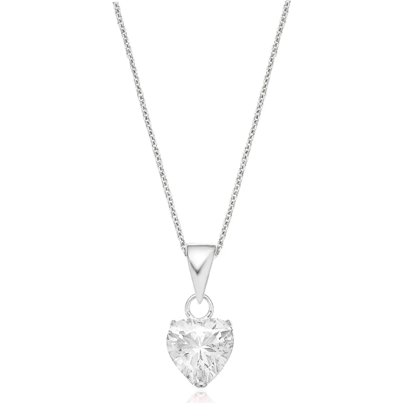 dainty silver hamsa bracelet Sterling Silver Cubic Zirconia Heart Pendant