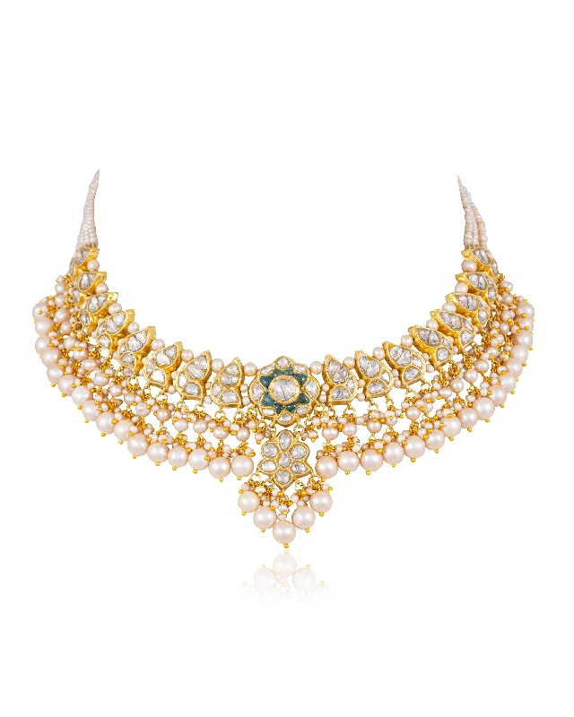 celestial moon and star necklace Aaisha Polki Necklace